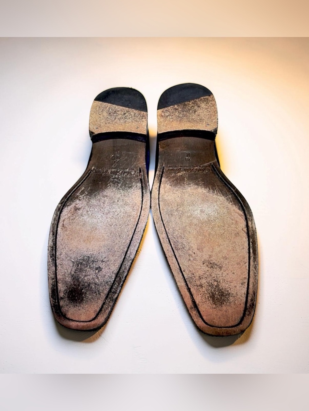 Saks Fifth Avenue Velvet Loafers Made in Italy Navy Blue Size 10M Luxury Slip-On - Picture 9 of 16